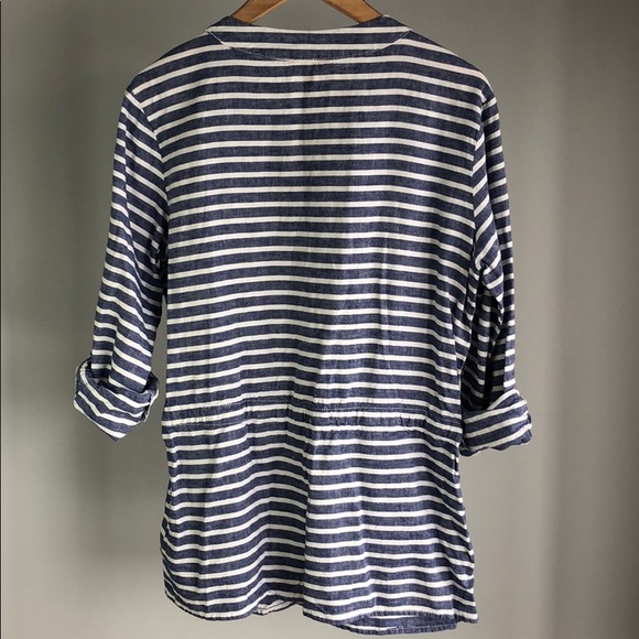 Blue white stripped shirt with drawstring waist - Picture 3 of 3